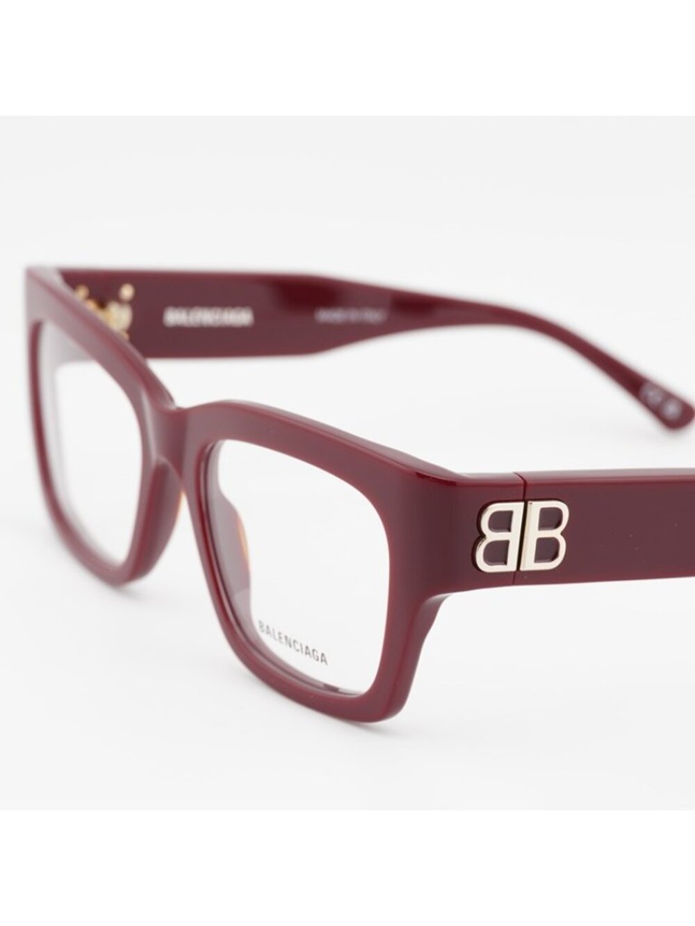 Balenciaga BB0325O 004 Eyeglasses Burgundy 52mm Square Frame - Picture 3 of 12